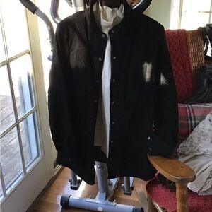 Beautiful Soft Suede shirt jacket, rich black- a generous M! Never worn!